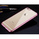 Wholesale Apple iPhone 6s 6 4.7 Crystal Clear Electroplate Hybrid Soft Case (Rose Gold)